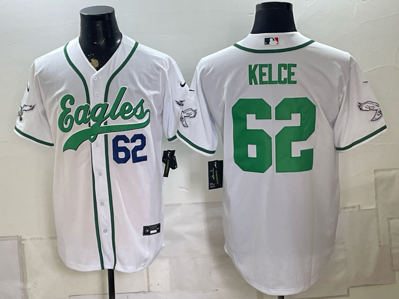 Custom Saquon Barkley Philadelphia Eagles White Stitched Baseball Jersey -All Stitched