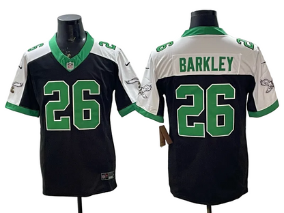 Custom Saquon Barkley Eagles White Green Black Gold Split Limited Jersey -All Stitched