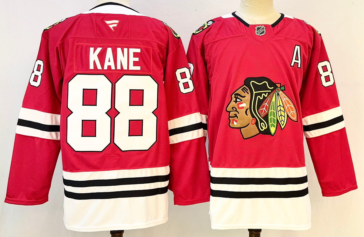 Custom Patrick Kane Red Black Blackhawks Hockey Jersey -All Stitched