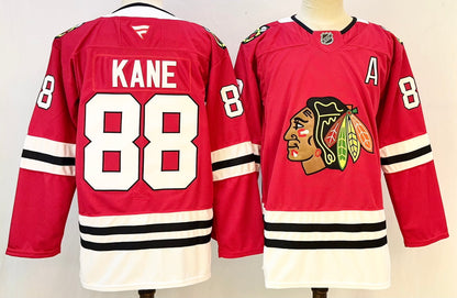 Custom Patrick Kane Red Black Blackhawks Hockey Jersey -All Stitched