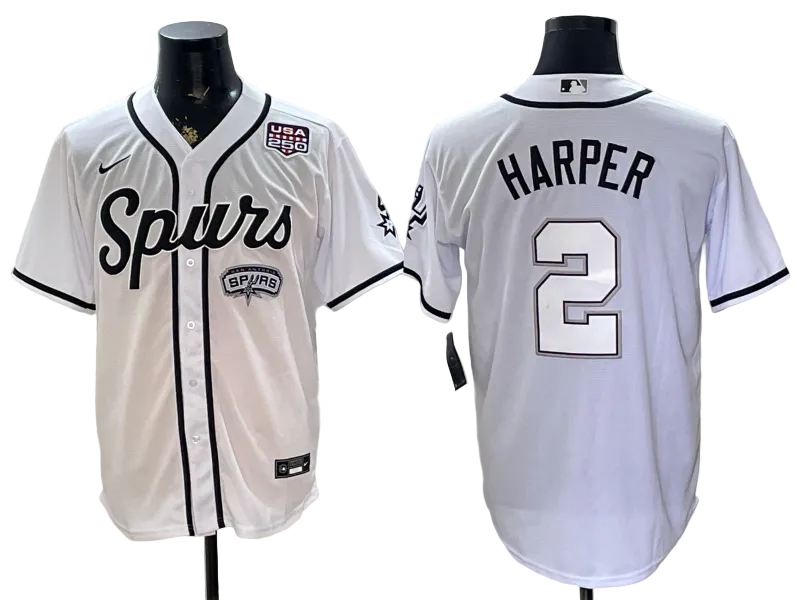 2026 Stephon Castle Dylan Harper De'Aaron Fox Victor Wembanyama San Antonio Spurs Baseball Jersey -All Stitched