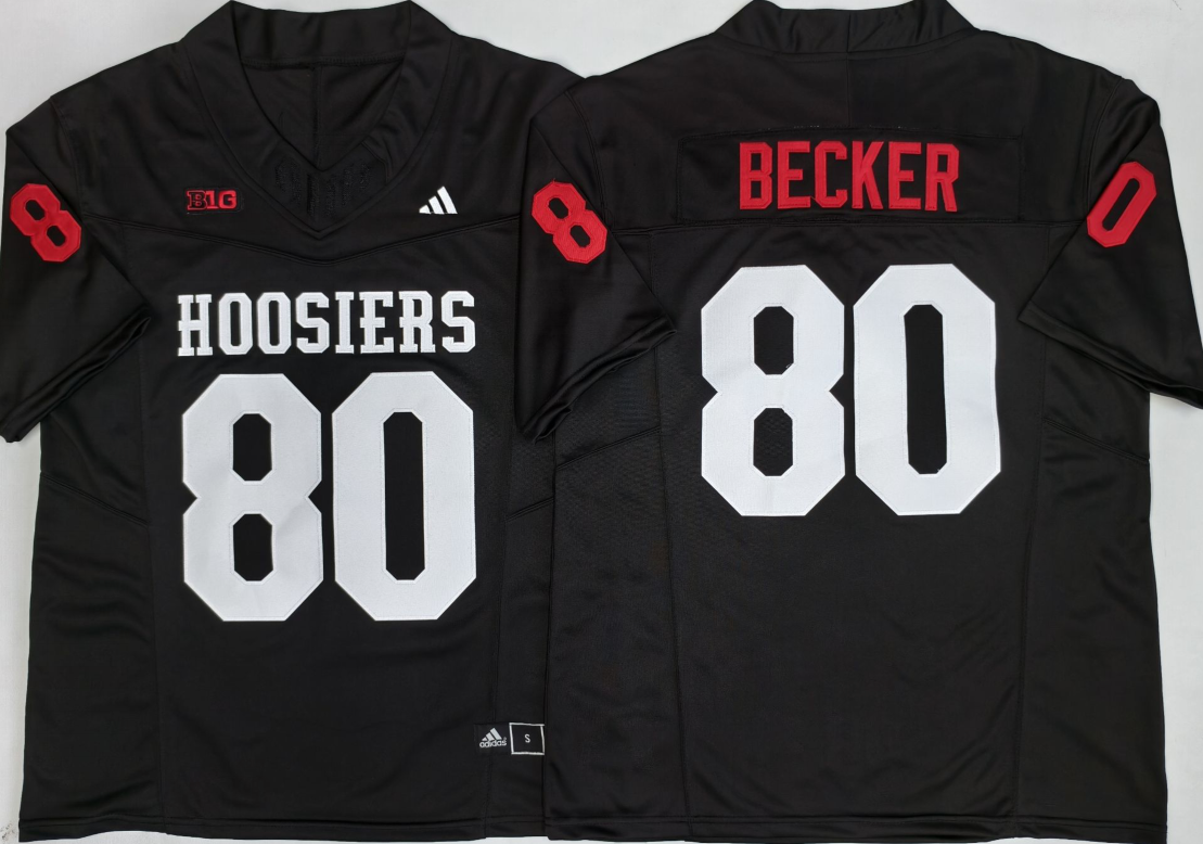 Custom Charlie Becker #80 Indiana Hoosiers Crimson White Black Limited Football Jersey -All Stitched