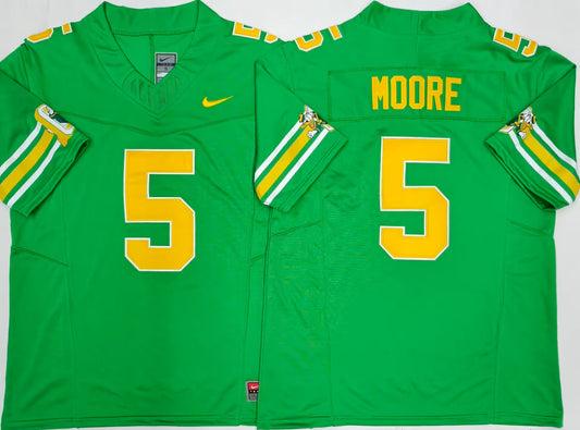 Men's Dakorien Moore #5 Oregon Ducks Green Vapor Jersey -All Stitched
