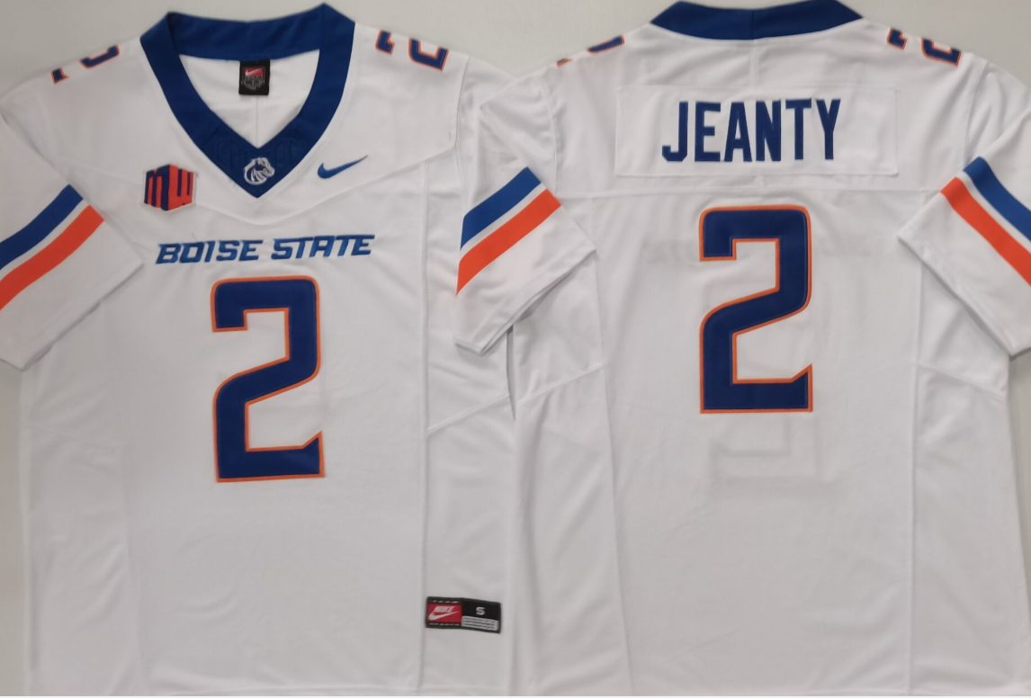 Custom Ashton Jeanty #2 Boise State Broncos Orange Royal White Black Limited Football Jersey -All Stitched