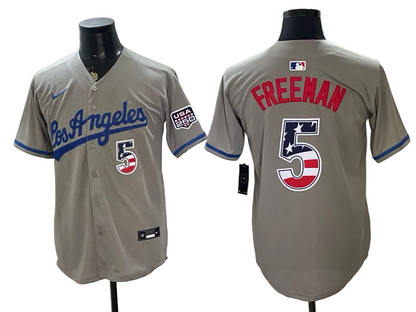 Custom Dodgers Gray USA 250 Fourth of July Baseball Jersey -All Stitched