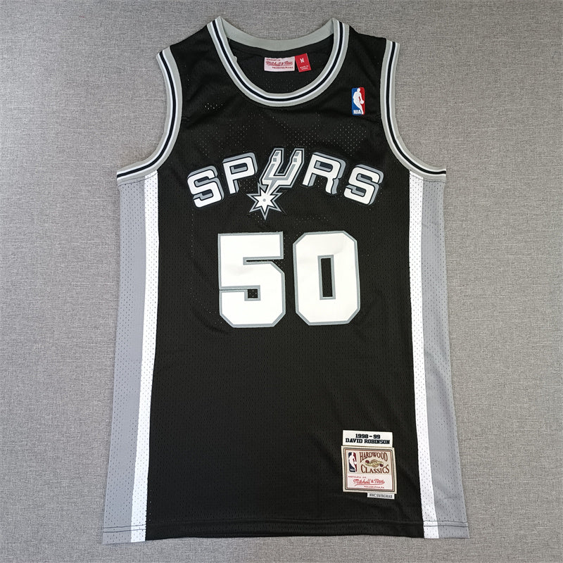 David Robinson San Antonio Spurs 1998-99 Black White Baskeball Jersey -All Stitched