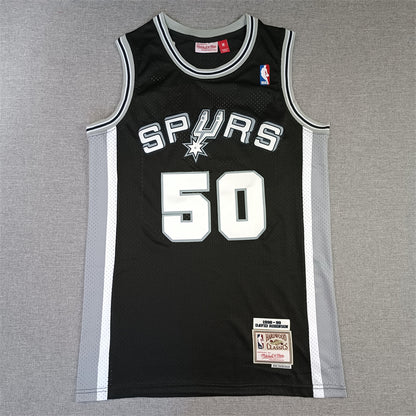 David Robinson San Antonio Spurs 1998-99 Black White Baskeball Jersey -All Stitched