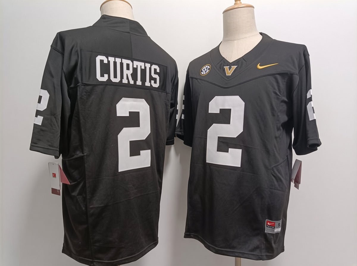 Custom Jared Curtis #2 Vanderbilt Commodores Natural Black White Limited Football Jersey -All Stitched