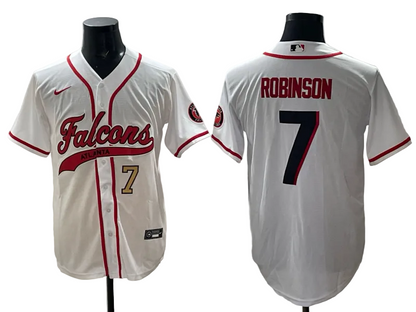 Custom Bijan Robinson Atlanta Falcons Black White Stitched Baseball Jersey -All Stitched
