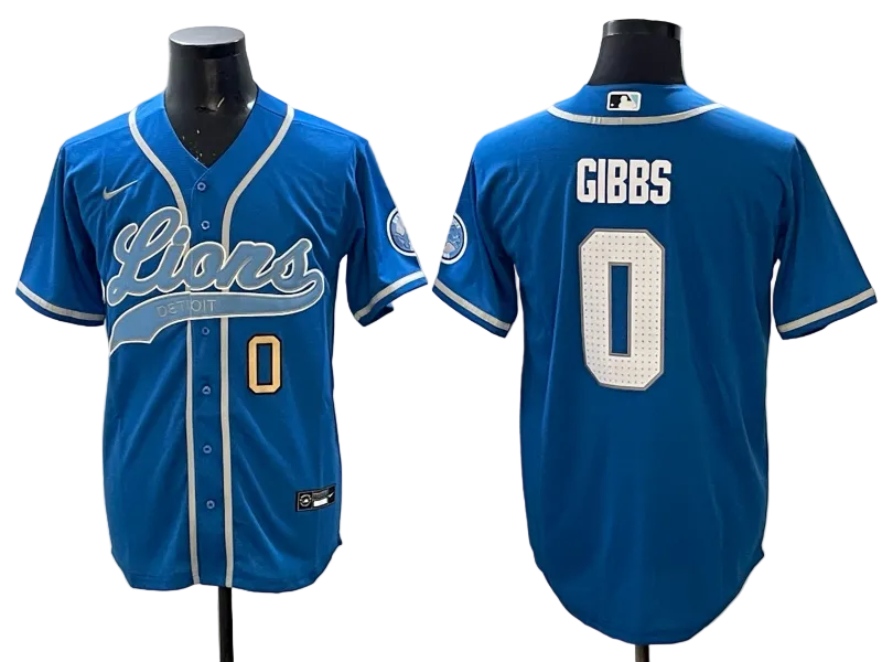 Custom Detroit Lions Malcolm Rodriguez Blue Black Stitched Baseball Jersey -All Stitched