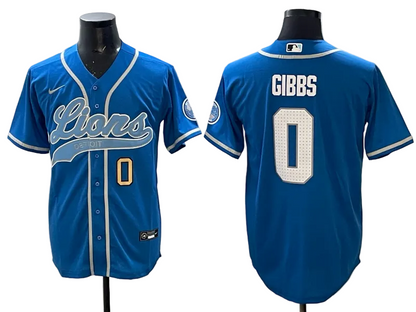 Custom Detroit Lions Malcolm Rodriguez Blue Black Stitched Baseball Jersey -All Stitched