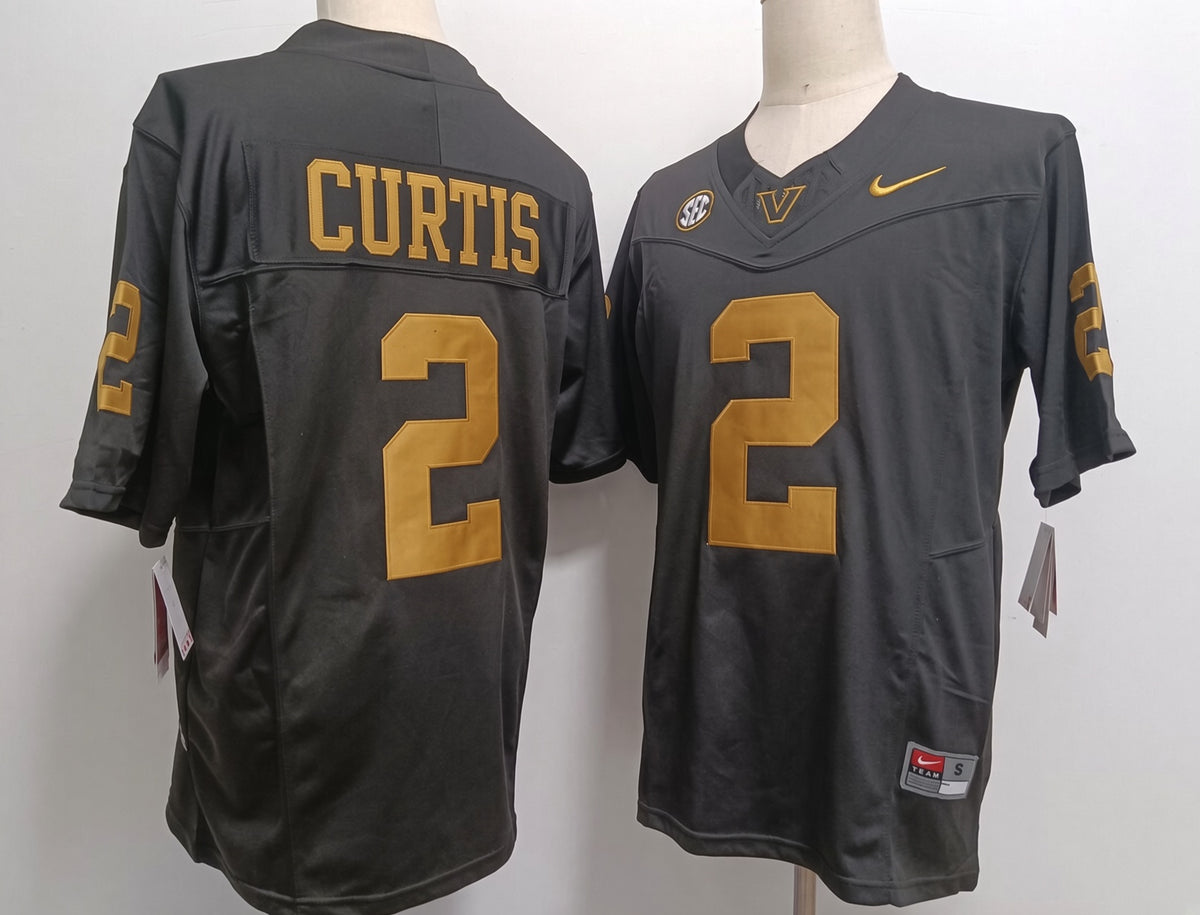 Custom Jared Curtis #2 Vanderbilt Commodores Natural Black White Limited Football Jersey -All Stitched