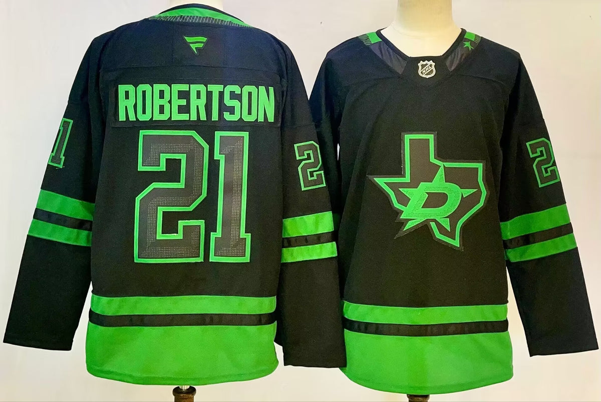 Custom Jamie Benn Jason Robertson Tyler Seguin Stars Alternate Black Hockey Jersey -All Stitched
