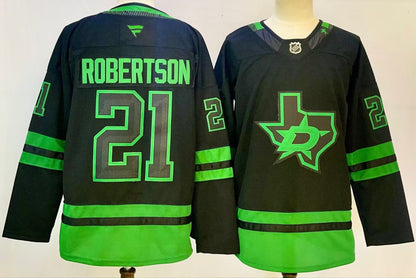 Custom Jamie Benn Jason Robertson Tyler Seguin Stars Alternate Black Hockey Jersey -All Stitched
