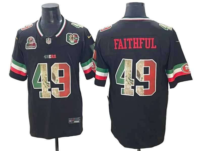Custom Fred Warner 49ers Mexico Black White Limited Football Jersey -All Stitched