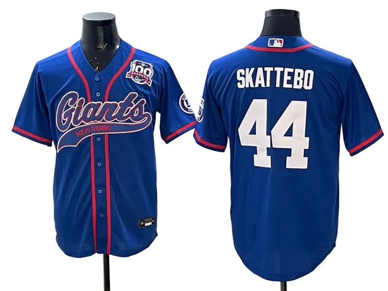 Custom Cam Skattebo Jaxson Dart Giants Gray Camo Royal Stitched Baseball Jersey -All Stitched