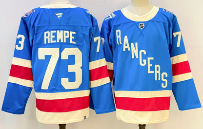 Custom 2026 Ranger Centennial Blue Premium All Stitched Hockey Jersey