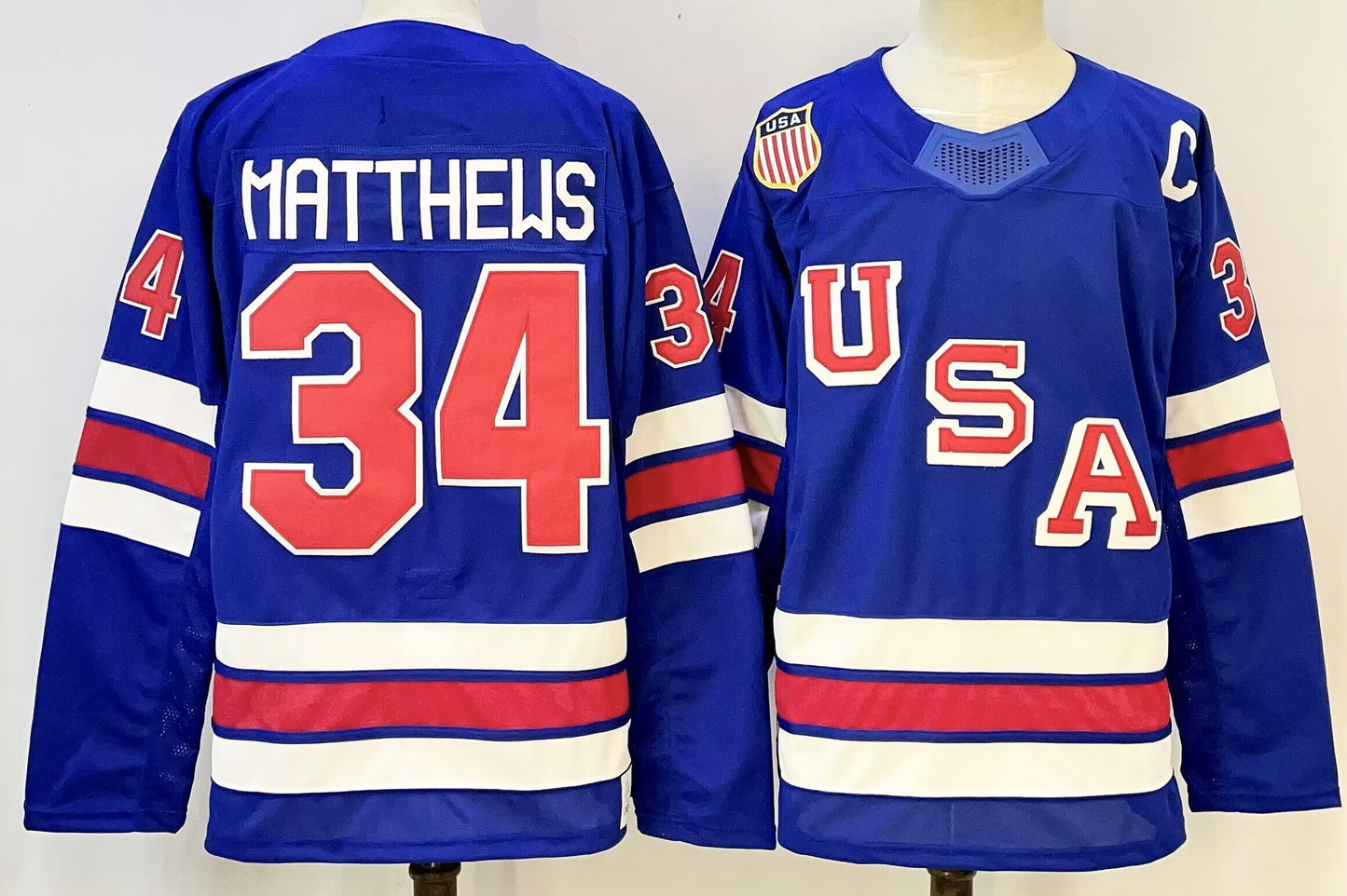 Custom 2026 USA White Royal All Stitched Hockey Jersey