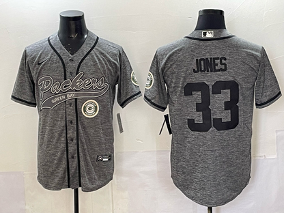 Custom Green Bay Packers Aaron Rodgers Micah Parsons Black Gray White Green Baseball Jersey -All Stitched