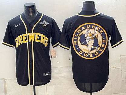 Men's Milwaukee Brewers LOGO 2026 World Series Cream Mineral Blue Powder Blue Navy City Connect Olive Salute to Service Baseball Jersey