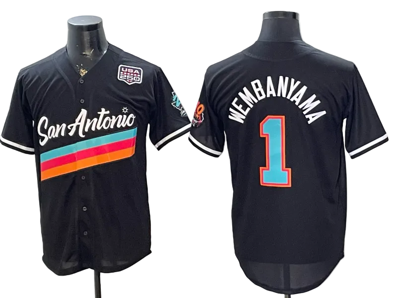 2026 Stephon Castle Dylan Harper De'Aaron Fox Victor Wembanyama San Antonio Spurs Baseball Jersey -All Stitched
