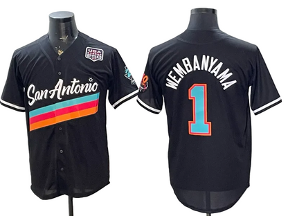 2026 Stephon Castle Dylan Harper De'Aaron Fox Victor Wembanyama San Antonio Spurs Baseball Jersey -All Stitched