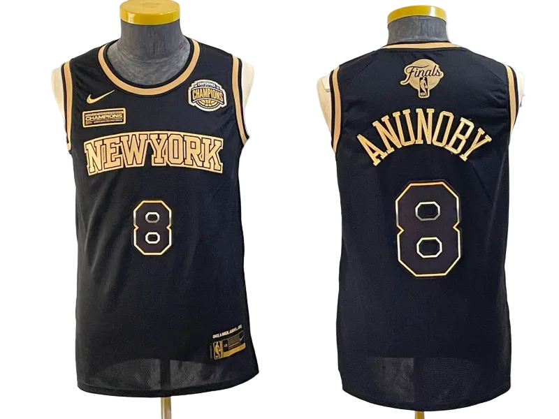 2026 OG Anunoby Jalen Brunson Josh Hart Karl-Anthony Towns Jose Alvarado Black Blue White Baskeball Jersey -All Stitched