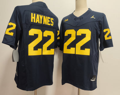 Custom Justice Haynes #22 Michigan Wolverines Maize Navy White Limited Football Jersey -All Stitched