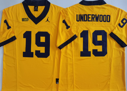 Custom Bryce Underwood #19 Michigan Wolverines Maize Navy White Limited Football Jersey -All Stitched