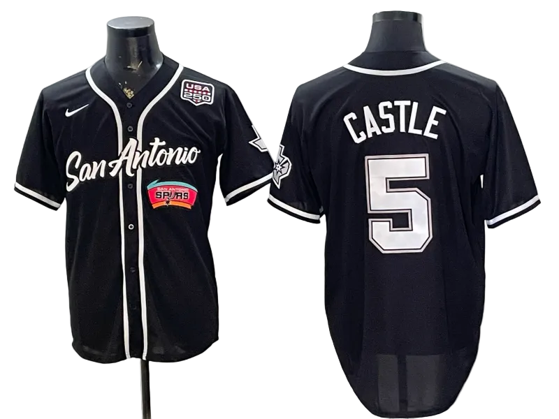 2026 Stephon Castle Dylan Harper De'Aaron Fox Victor Wembanyama San Antonio Spurs Baseball Jersey -All Stitched