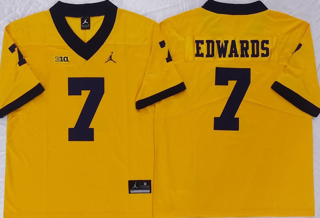Custom Donovan Edwards #7 Michigan Wolverines Maize Navy White Limited Football Jersey -All Stitched