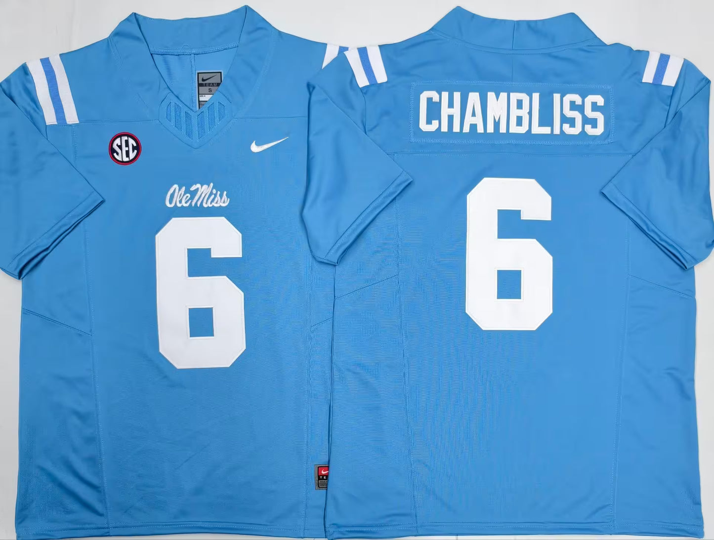 Men's Trinidad Chambliss #6 Ole Miss Rebels Powder Blue Vapor Jersey -All Stitched