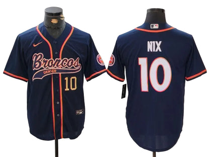 Custom Patrick Surtain II Broncos Navy White Stitched Baseball Jersey -All Stitched