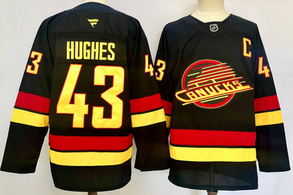 Custom Elias Pettersson Canucks Home Blue Alternate Black Hockey Jersey -All Stitched
