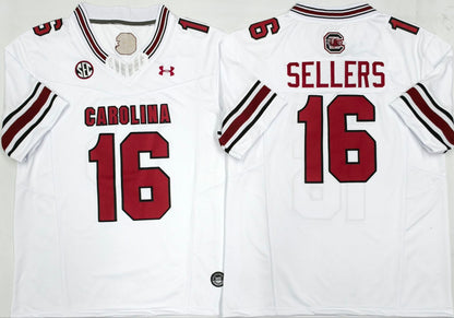 Men's LaNorris Sellers South Carolina Gamecocks Vapor Jersey White Black Garnet Football Jersey -All Stitched