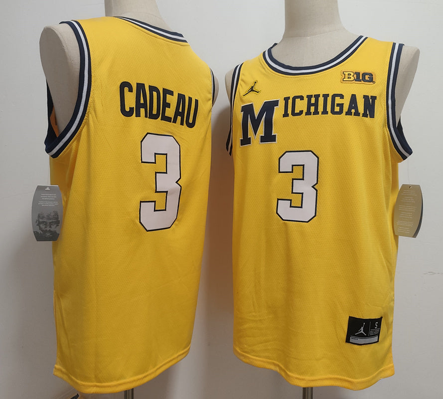 Custom Elliot Cadeau #3 Wolverines Gold Navy White Navy Black Rebel Edition Victory Basketball Jersey -All Stitched