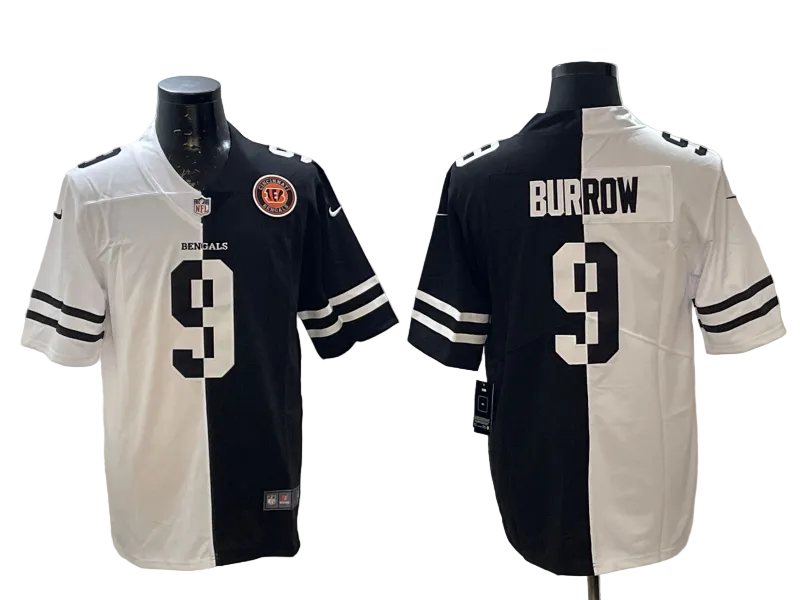 Custom Joe Burrow Black White Gray Split 2026 Salute to Service Limited Football Jersey -All Stitched