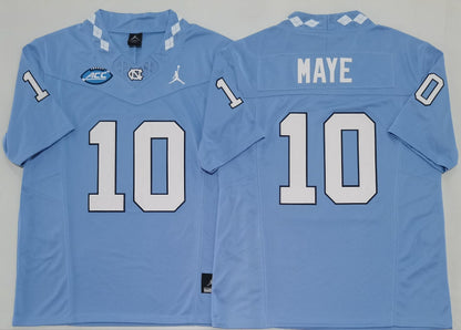 Custom Drake Maye #10 North Carolina Tar Heels Carolina Blue White Navy Limited Football Jersey -All Stitched