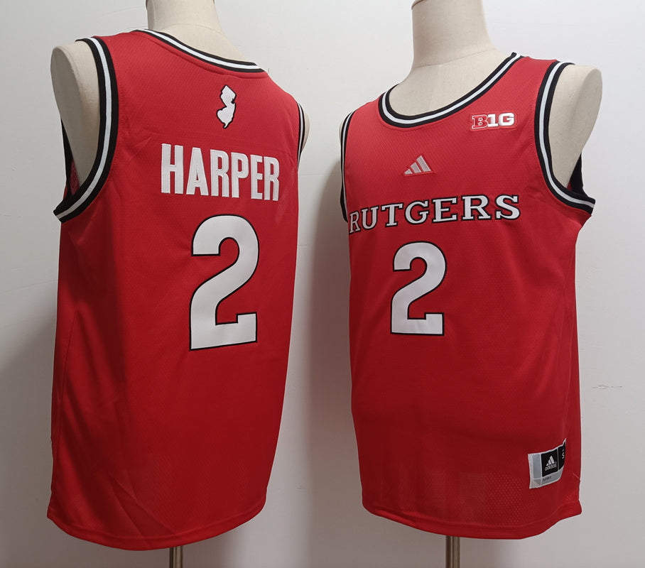 Custom Dylan Harper #2 Rutgers Scarlet Knights Scarlet White Basketball Jersey -All Stitched