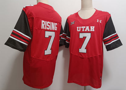 Custom Cameron Rising #7 Utah Utes Red White Black Limited Football Jersey -All Stitched