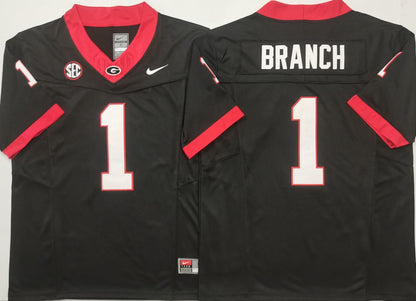 Men's Zachariah Branch Black Vapor Jersey #1 Red White Georgia Bulldogs Stranger Things Edition-All Stitched
