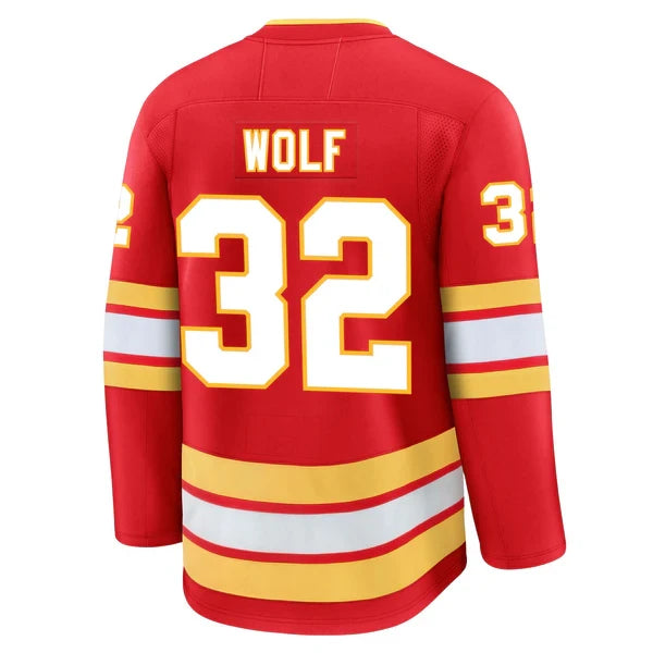 Custom 2026 Flames Home Red Premium All Stitched Hockey Jersey