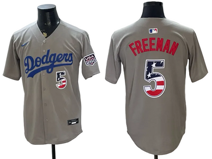 Custom Dodgers Gray USA 250 Fourth of July Baseball Jersey -All Stitched