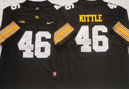 Custom George Kittle #46 Iowa Hawkeyes Black Gold White Limited Football Jersey -All Stitched