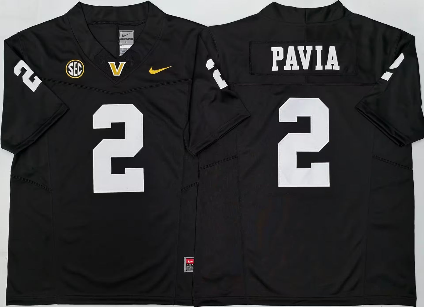 Men's Diego Pavia Black Vapor Jersey #2 White Vanderbilt Commodores-All Stitched
