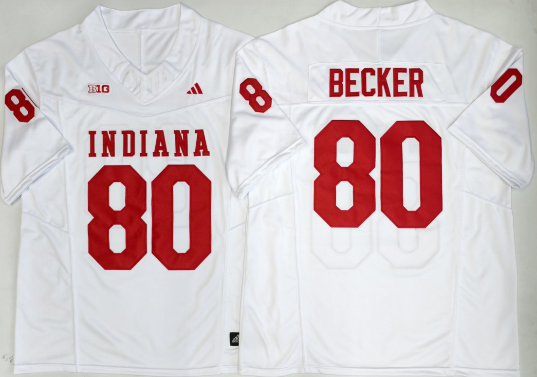 Custom Charlie Becker #80 Indiana Hoosiers Crimson White Black Limited Football Jersey -All Stitched