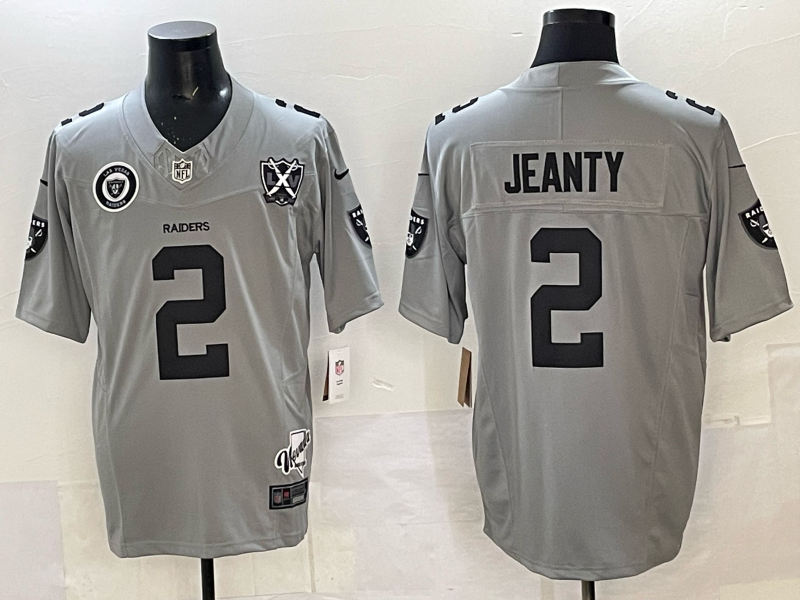 Custom Ashton Jeanty Raiders Black White Gray Split Limited Football Jersey -All Stitched