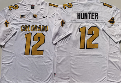 Custom Travis Hunter #12 Colorado Buffaloes White Gray Black Gold Limited Football Jersey -All Stitched