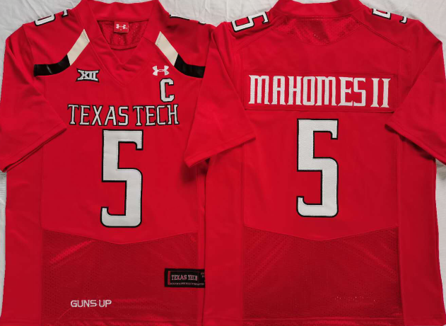 Custom Patrick Mahomes #15 Texas Tech Red Raiders Gray Black White Red Limited Football Jersey -All Stitched