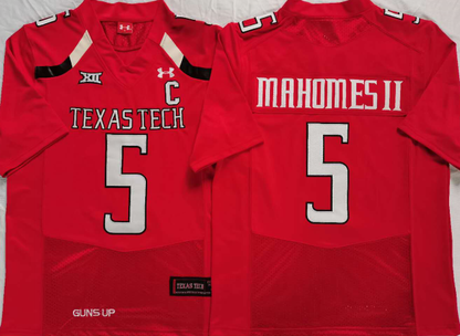 Custom Patrick Mahomes #15 Texas Tech Red Raiders Gray Black White Red Limited Football Jersey -All Stitched
